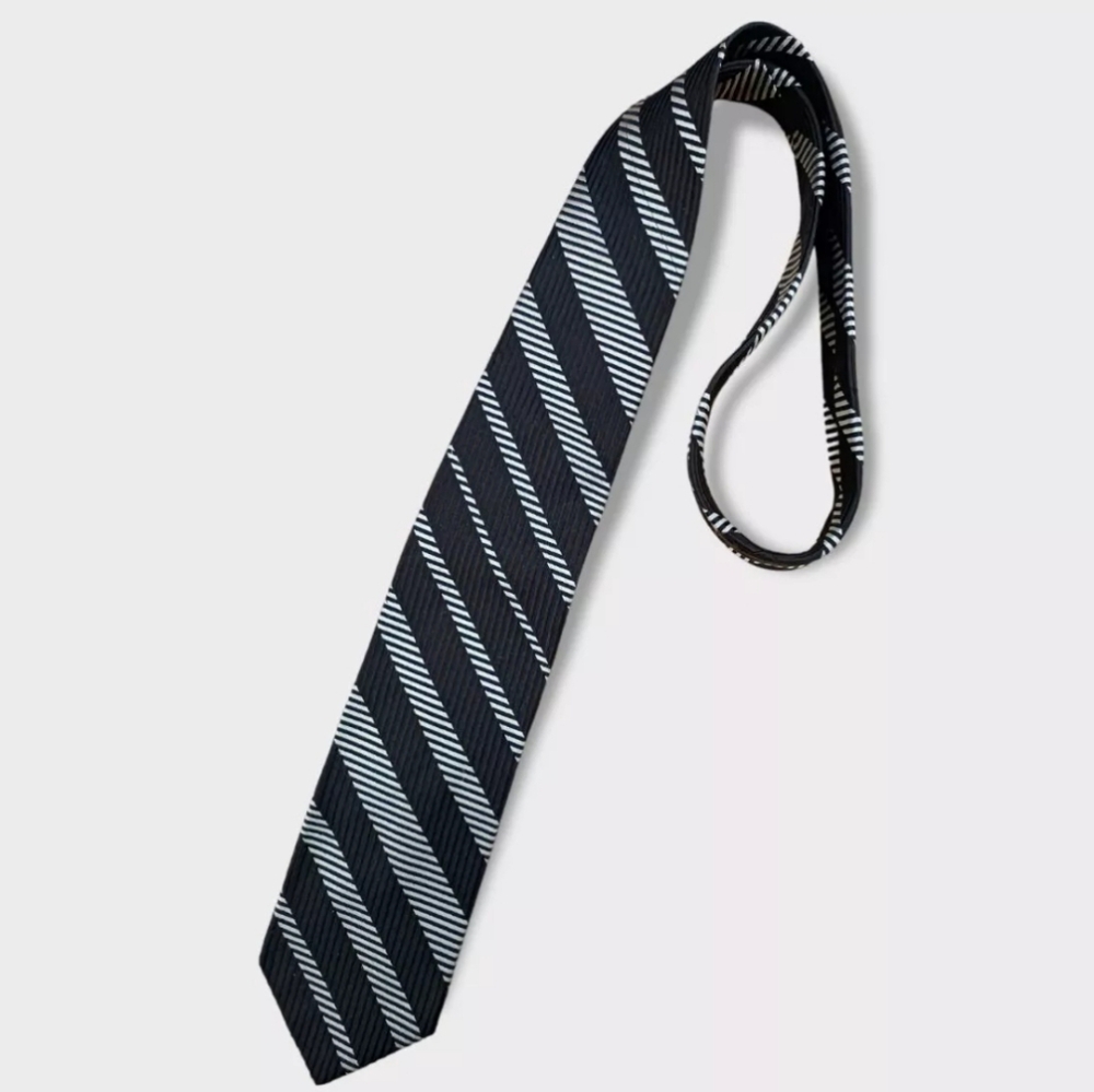 BREUER Blue/Brown Striped Silk LUXURY Tie HANDMADE FRANCE